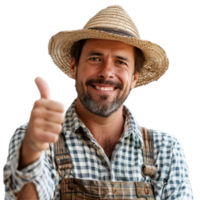 Farmer man with thumb up isolated on transparent background png