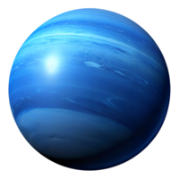 Neptune displayed in vivid blue hues with swirling clouds captured from a distant view in outer space, transparent png
