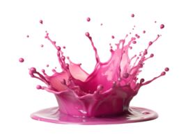 Colorful splash of pink liquid capturing dynamic motion in a well-lit environment, transparent png