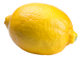 Fresh yellow lemon on a white background highlighting its vibrant color and natural texture for culinary use and decoration, transparent png
