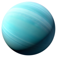 Uranus displayed in vivid shades of blue highlighting its unique atmospheric features and location in the solar system, transparent png