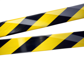 Caution tape crosses displaying a warning in a construction zone during daylight, transparent png