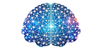 Abstract representation of the human brain with neural connections, cut out transparent png