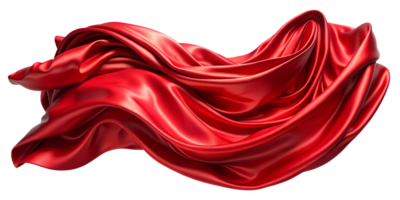 Flowing red satin fabric sets the stage for elegant design in textiles, cut out transparent png