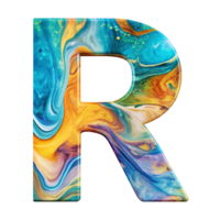 Fluid Art Liquid Letter R - Vibrant Abstract Design cut out isolated PNG transparent