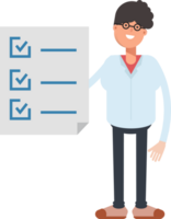 Nerd Boy Character and Check List Document png