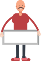Bald Man Character and Blank Signage png