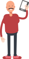 Bald Man Character Talking on Smartphone png