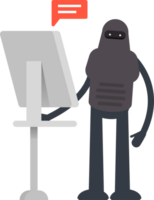 Robot Character Working on Computer png