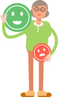 Old Woman Character and Emoticon Sign png