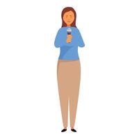Journalist is standing and holding a microphone vector
