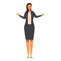 Smiling businesswoman presenting something and gesturing with hands vector
