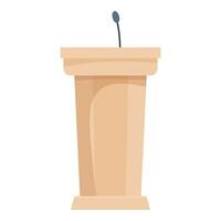 Empty wooden podium with microphone standing on white background vector
