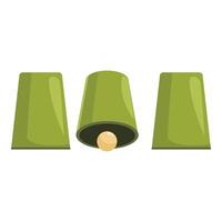 Green shell game showing ball hiding under a cup vector