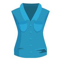 Blue sleeveless shirt featuring buttons and pockets vector