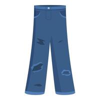 Blue jeans showing wear and tear with holes and patches vector
