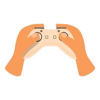 Gamer holding a video game controller playing console vector