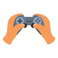 Gamer holding a video game controller playing console vector