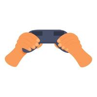 Hands holding gamepad playing video game console vector