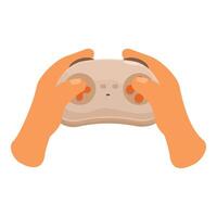 Gamer holding a video game controller playing console vector