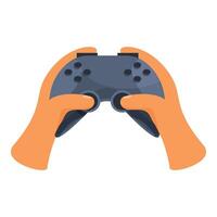 Gamer holding a video game controller playing a videogame vector