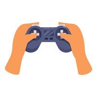 Hands holding gaming controller playing video game vector
