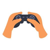 Gamer holding a video game controller with both hands vector