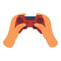 Hands holding gaming controller playing video game vector