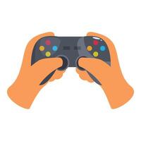 Gamer holding a video game controller with both hands vector