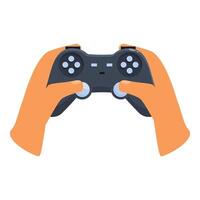 Gamer holding a video game controller playing console vector