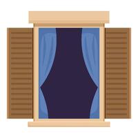 Modern window with blue curtains slightly open vector