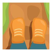 Hiker is enjoying a walk through nature on a dirt path vector