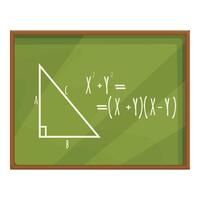 Green chalkboard showing pythagorean theorem equation vector