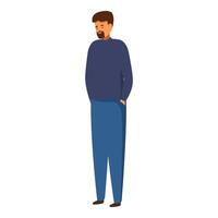 Thoughtful man standing with hands in pockets pondering vector