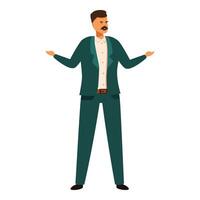 Businessman with mustache is spreading his arms wide open vector