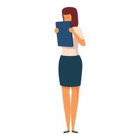 Office worker holding document folder standing pose vector