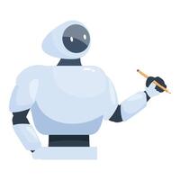 Modern robot holding pencil for writing taking notes vector