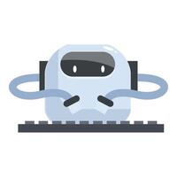 White robot working with keyboard using artificial intelligence vector