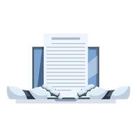 Robot hands typing on laptop keyboard generating contract document vector