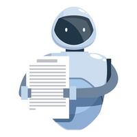 Friendly robot is showing a document vector