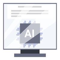 Computer showing artificial intelligence chip on screen vector