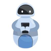 Cute robot holding smartphone, artificial intelligence using mobile phone vector