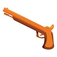 Old fashioned flintlock pistol pointing right on white background vector