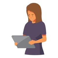 Young woman using digital tablet, browsing internet, modern technology concept vector
