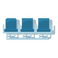 Row of blue empty seats is waiting for passengers vector