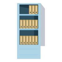 Metal filing cabinet holding ring binders with paperwork inside organizing important information vector