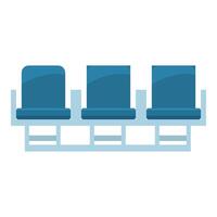 Waiting room seating with three empty blue chairs vector