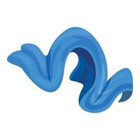 Blue wavy fabric flowing in the air, textile product design element vector