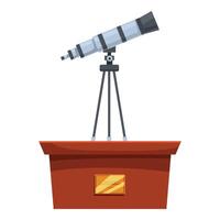 Telescope pointing at sky on wooden tripod stand vector