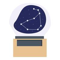 Glass sphere showing capricornus constellation on a wooden stand vector